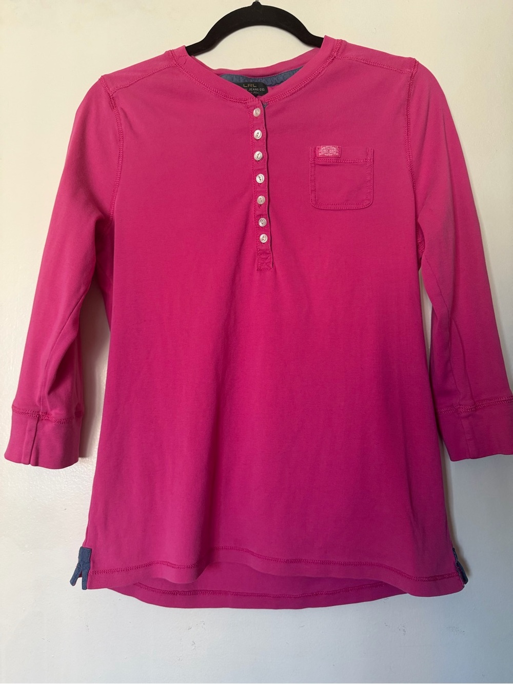 LRL Lauren Jeans Co. Ralph Lauren Pink Henley Top XL 100% Cotton Long Sleeve